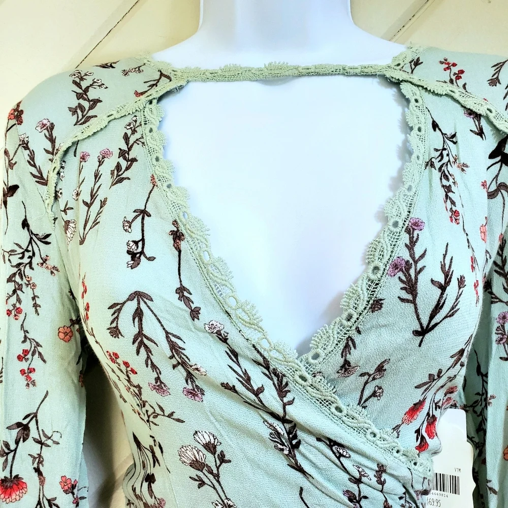 Altar'D STATE Mint Floral Chiffon Dress - Picture 3 of 10